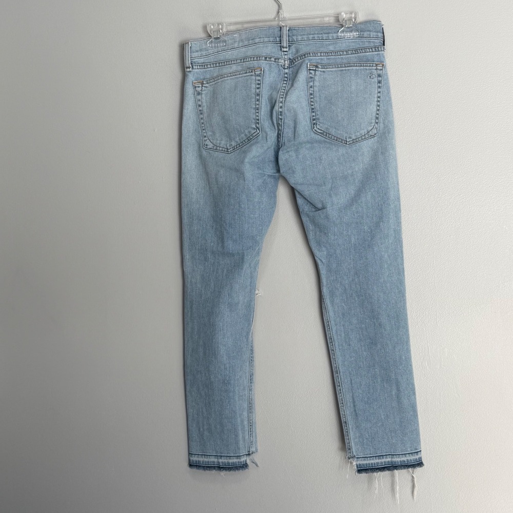 Rag & Bone Dre Capri Jeans Marina Light Wash Distressed Raw Hem Size 27 - Picture 4 of 9